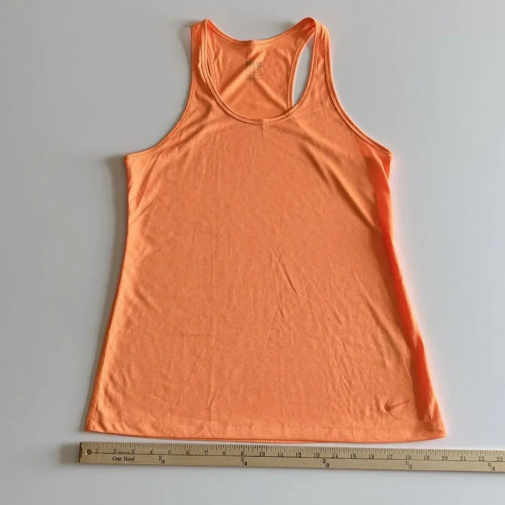 Nike DRI FIT Womens Size M Bright Orange Racerback Athletic Tank Gym Workout Top